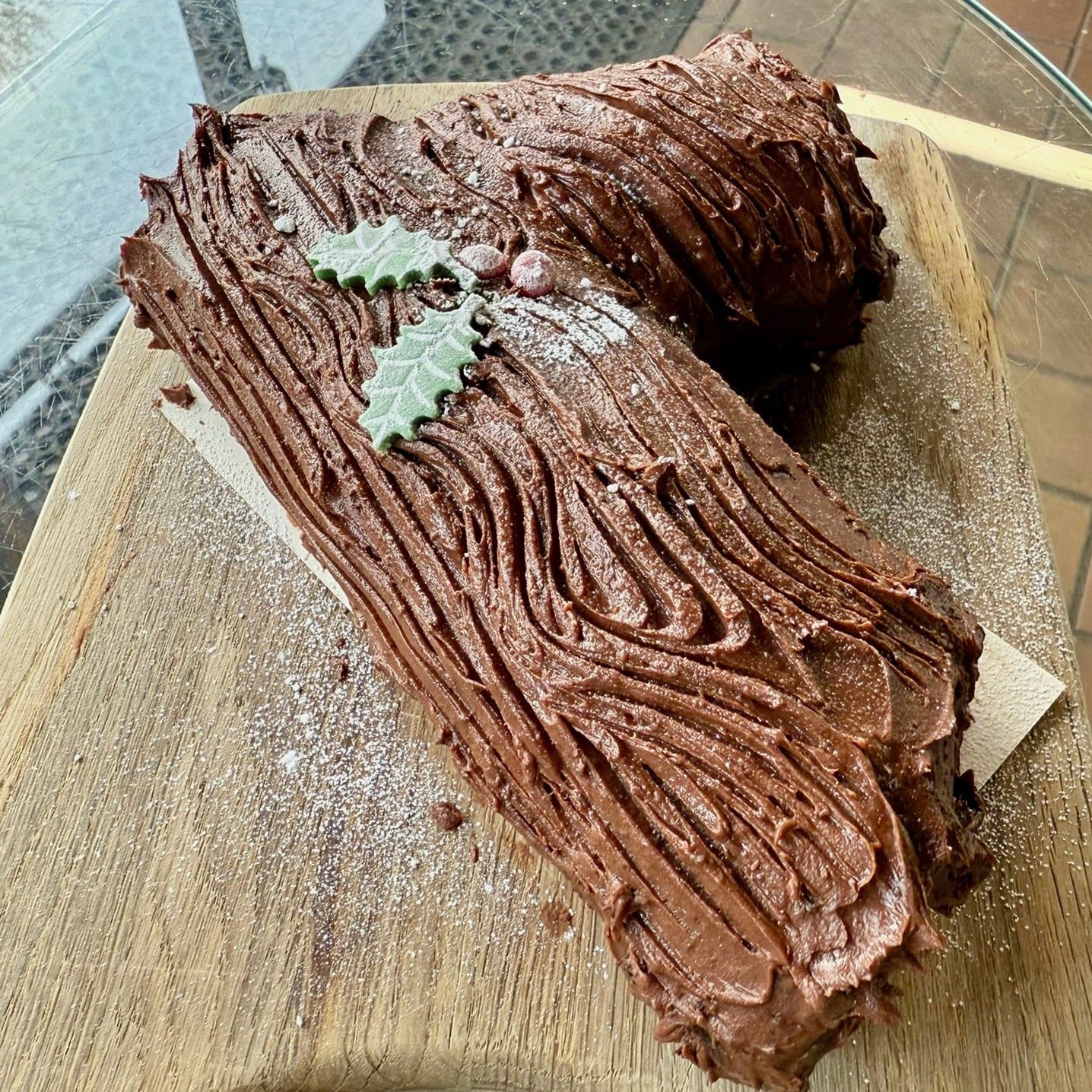 Photo of a Handmade Chocolate Yule Log